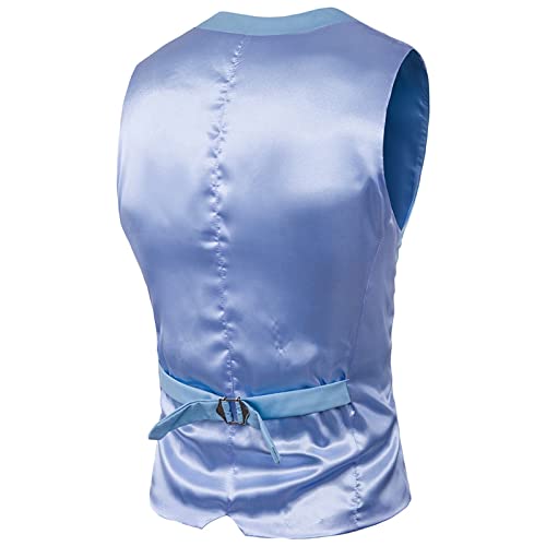 GOKKILRW Mens Vest Tie Set Formal Waistcoat Slim Fit Suit Vest Pocket V-Neck Suit Vests Formal Men Vest Wedding Party Prom4