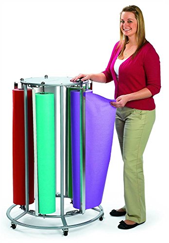 Angeles Mobile 36 Inch 5 Paper Roll Cutter Storage Holder Floor Steel Rack Dispenser Stand Cart