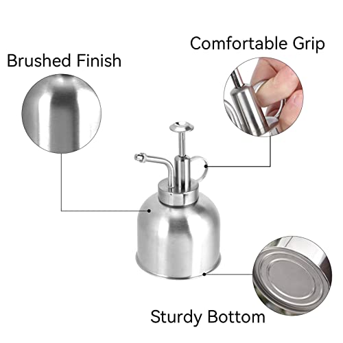 HERCHR Water Mister 300ml, Indoor Sproeier Fles Decoratieve Plant Mister roestvrij staal Plant Flower gieter met Top Pomp voor Lucht planten, Orchideeën, kamerplanten - Afbeelding 6