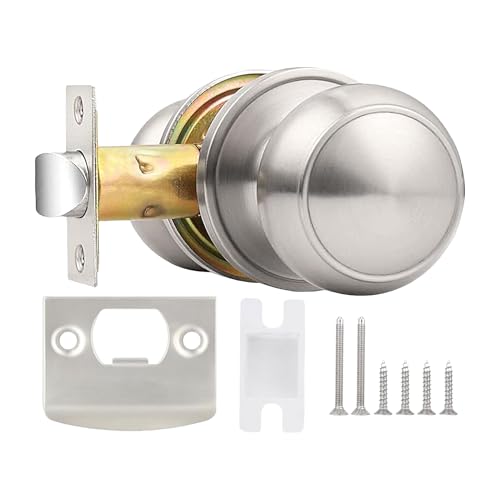 Generisch Juego de cerradura para puerta de casa, repuesto para tirador de puerta exterior, pomo giratorio sin llave, repuesto para apartamento, casa, escuela, habitación infantil, interior y exterior