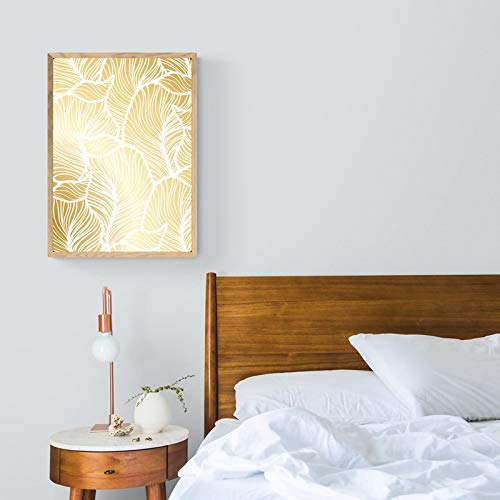 Peinture sur toile contemporaine feuilles d'or noir affiches murales salon 50x75cm