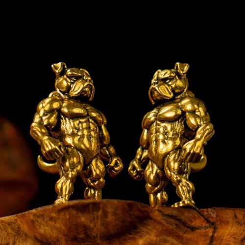 Figura Decorativa Bulldog Muscular de Latón Retro miniatura 6