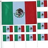 SOPOTUTU 50個 メキシコ国旗 手持ちスティック付き 小型 応援旗 ポリエステル製 耐候性 屋外飾り パーティーお土産 愛国心表現
