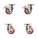 Service Caster Brand 3 Inch 316 Stainless Steel Light Duty Swivel Caster Set of 4 Red Poly Caster Wheels ? 1,200lbs. Total Cpty? 2 Swivel with Total Lock Brakes/2 Swivel