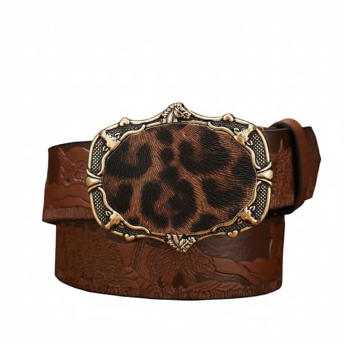 Ceinture léopard western en cuir PU gaufré pour en finir avec les tenues fades