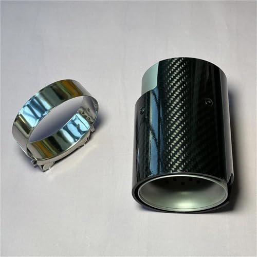Punta de escape de fibra de carbono negra brillante tubo silenciador de acero plateado mate coche