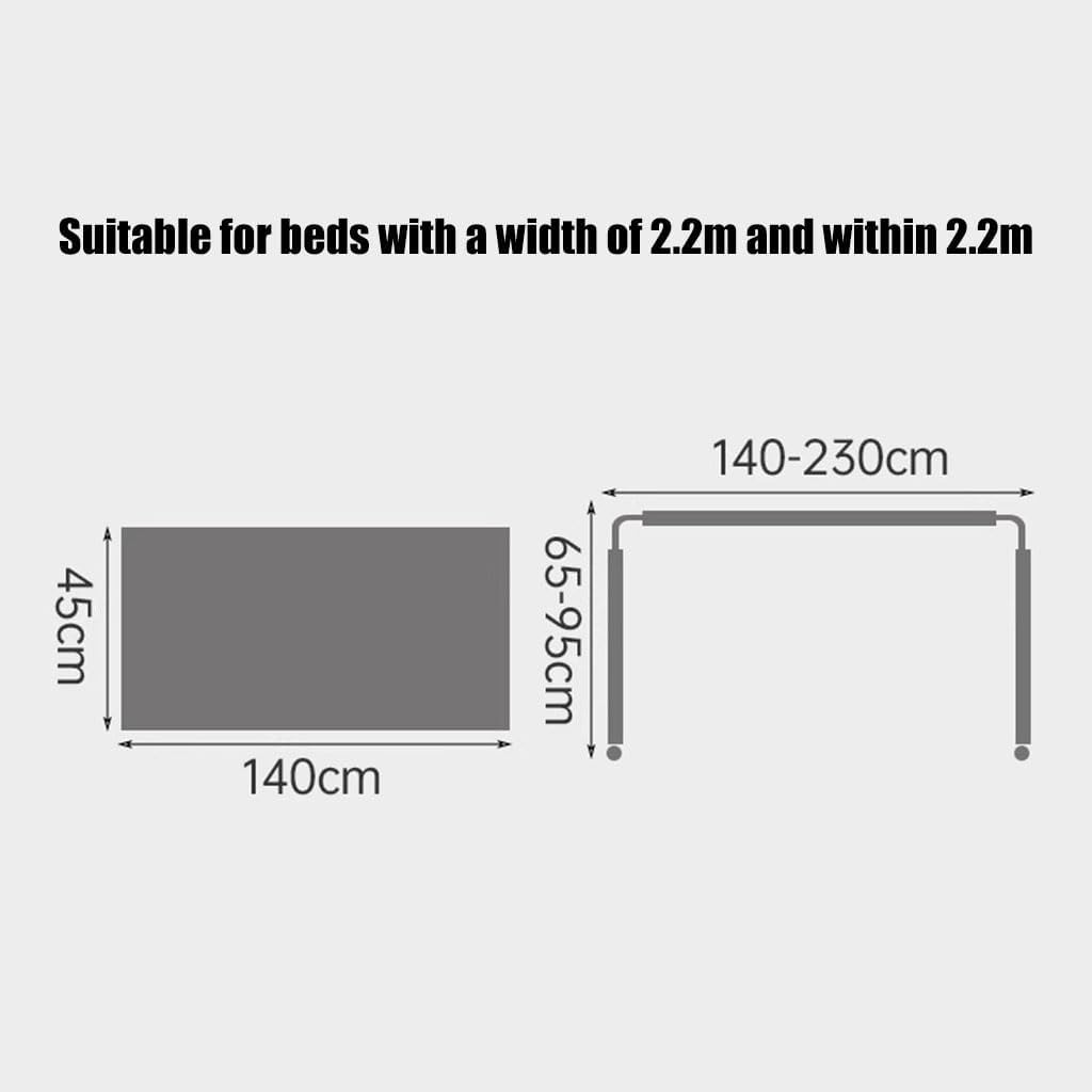 Adjustable Overbed Table on Wheels for Bedroom Living Room Office Height/Width Adjustable Desk for Work Eating White 140x45x65 95cm