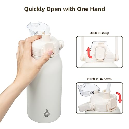 Image of BJPKPK 57oz Insulated Water Bottle with Straw Lid, Stainless Steel Bottle | One-Hand Straw Lid, BPA-Free Leakproof Large Water Bottle with Handle, Keeps Cold & Hot, Vacuum Insulation for Gym & Outdoor