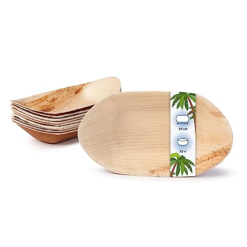 onlyleaf Palmware - Bol à feuilles de palmier I Vaisselle jetable biodégradable et compostable I Bols jetables servant, bol creux et bol snack I 50 pièces...