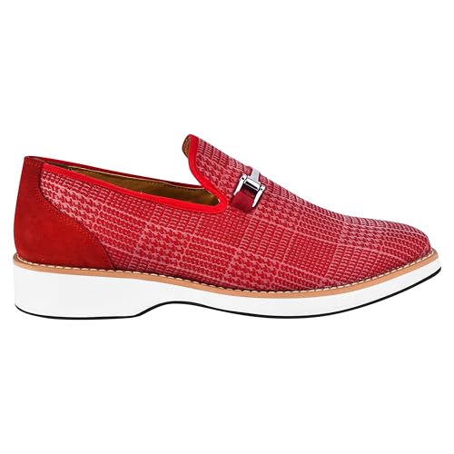 Image of LIBERTYZENO Mens Tuxedo Canvas Textile and Suede Leather Noble Loafers and Slip On Wedding Party Shoes for Easter Gift