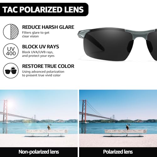 Image of TJUTR Mens Photochromic Sunglasses Day & Night Driving Z87 Sun Glasses Polarized UV400 Protection Safety Glasses