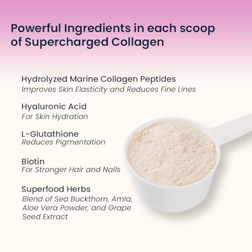 Image of Supercharged Collagen Powder 200g | Type I and III Collagen Peptides with Biotin L-Glutathione Sea Buckthorn | Skin Hair Nails Support | Orange | Men and Women | 25 Servings