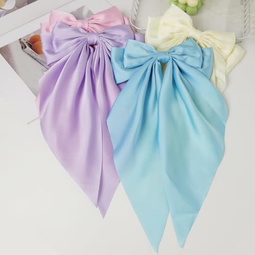 Pinzas para cabello lazo largo satinadas 4 piezas miniatura 4