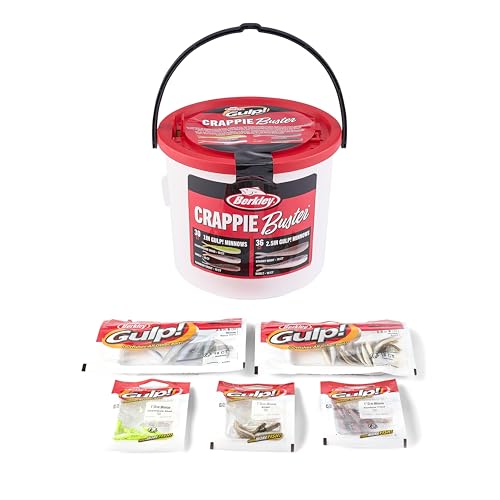 Berkley Crappie Buster Kit 67 Piece Set Includes 3 Bags of Gulp! Minnows in 1.5 2 Bags of Gulp! Minnows in 2.5 and Bait Bucket