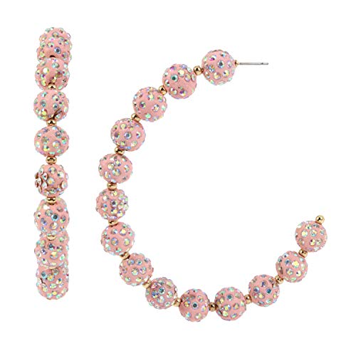 Preisvergleich Produktbild Betsey Johnson Stone Fireball Hoop Earrings, PINK, 292386GLD650, 292386GLD650, 292386GLD650, 292386GLD650