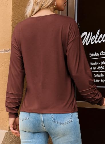 Dokotoo Womens Tops 2025 Fashion Long Sleeve Shirts Loose Cute Crewneck Basic Business Tees Blouses2