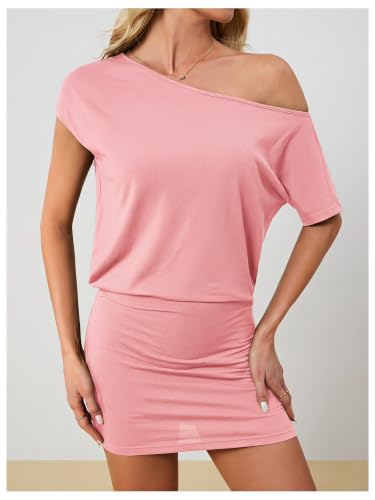 Image of SOLY HUX Women's Off The Shoulder Mini Dress Going Out Asymmetrical Dresses