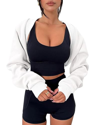 Image of Amarmia Women's Bolero Sweater Shrugs Y2K Open Front Workout Sweatshirt Long Sleeve Crop Tops