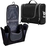 Bago Travel Toiletry Bag for Women and Men - Large Waterproof Hanging Large Toiletry Bag for Bathroom and Travel Bag for Toiletries Organizer -Travel Makeup Bag (Black)