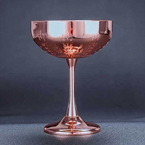 BBYBK 304 Stainless Steel Carved Martini Glass Martini Glass Tall Glass Cocktail Glass 270ml Champagne Glass Plating Tall Saucer Glass Copper Glass