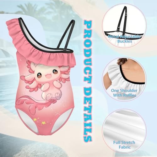 Girls One Piece Swimsuits Cute One Shoulder Ruffle Swimwear Quick Dry Bathing Suit with Adjustable Strap3