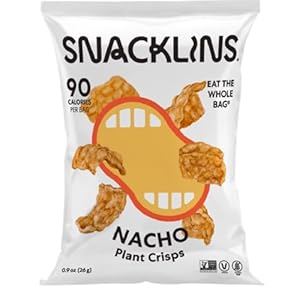 SNACKLINS Plant Based Crisps NACHO – Gluten Free, Grain Free, 100% Kosher, Vegan Healthy Snacks, Crunchy Puffed Snack, Just 90 Calories Per Bag – .9oz Bag (Case of 12)