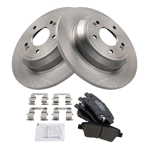 Image of TRQ Rear Brake Pad and Rotor Set Ceramic Compatible with 2018-2019 Genesis G80