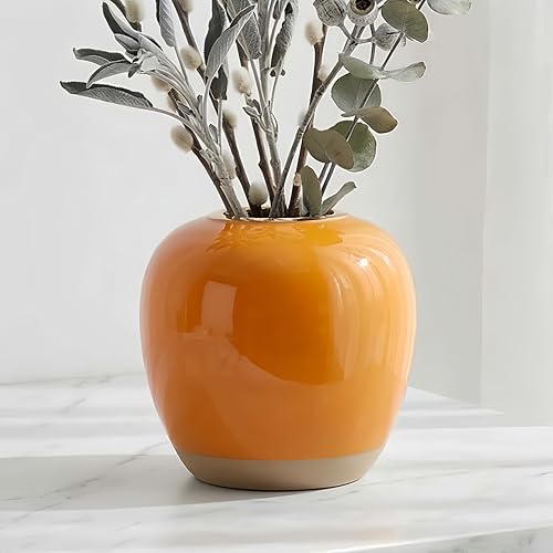 JIDOFUE Vase en céramique orange,pouces,vase décoratif Pour Fleurs,Design Moderne et élégant Pour Sâ€¦ – Vignette