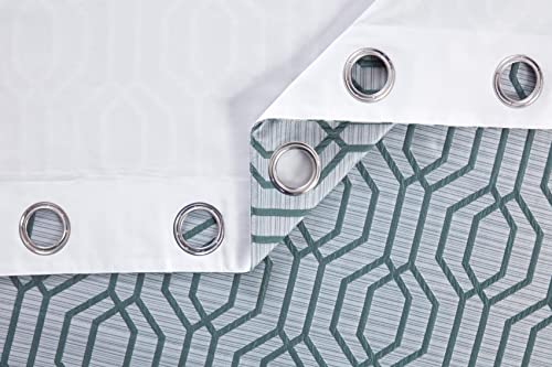 Sundour Dakota Green Geometric Fully Lined Eyelet Curtain Pair 90x72, W 90.2" x L 72" (1 Panels) - Image 4