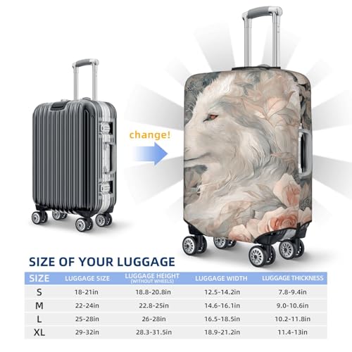 Wolf And Pink Rose Flowers Elastic Travel Luggage Covers Dustproof Scratch-Resistant Suitcase Protector Fit 22-24 Inch4