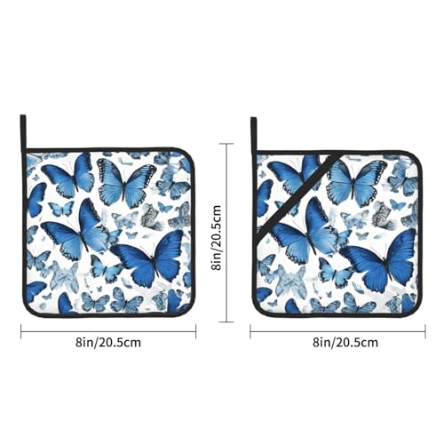 Maniques résistants à la chaleur papillons bleus avec boucle