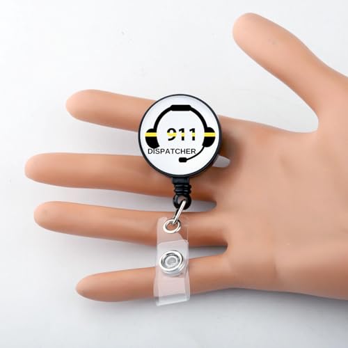 UJIMS Thin Gold Line 911 Dispatcher Retractable Badge 911 Gifts for First Respondent Police Firefighter Nurse Emergency Room EMT2