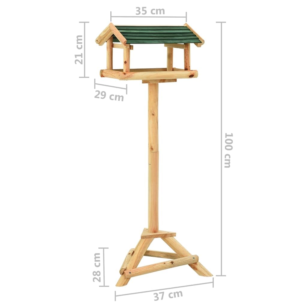Vogelhäuschen mit Ständer aus massivem Tannenholz 37x28x100 cm Vogel Futterhaus mit Plattform Dach für Futterstation im Garten und Balkon