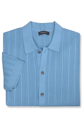 Banana Republic Mens 748042 Textured Soft Knit Short Sleeve Button Down Polo Sweater,
