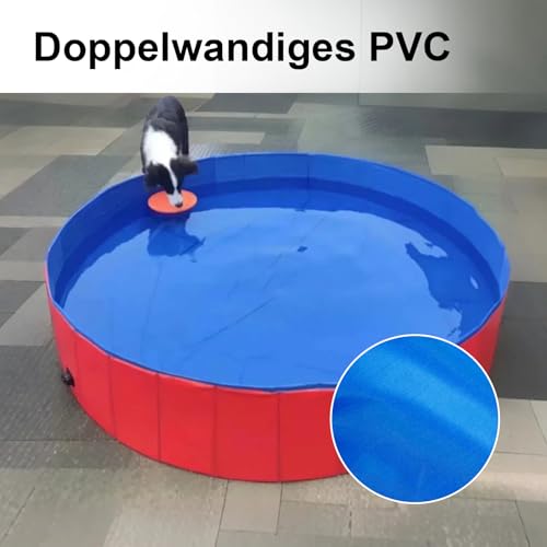 60x20cm Hundepool fur Kleine Hunde Hundebecken Faltbare Schwimmbecken Hund Planschbecken rutschfest Hundebadewanne Swimmingpool mit Ablassventil