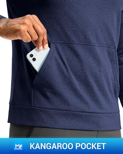 G Gradual Men's Fleece Hoodie Long Sleeve Athletic Workout Shirts(Dark Blue Heather,S) - image 5