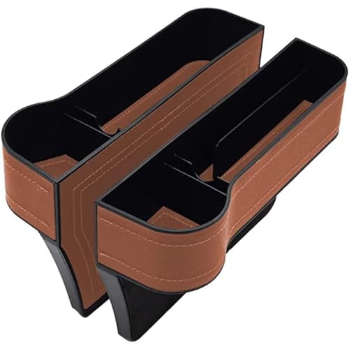 GKLYJCDR 2 Pcs Organizador Asiento de Automóvil para VW Lamando 2015-2021,Caja de Almacenamiento Espacio de Asiento de Consola de Cuero de PU,B-Brown