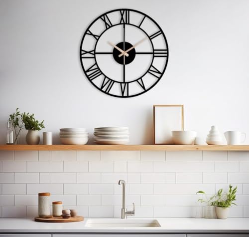 Image of Stylish Metal Analog for Living Room, Bedroom, Office, Kitchen, Home and Hall | Antique Fancy Big Size Modern Wall Watch for Home Decor (DA-129, 50CM)