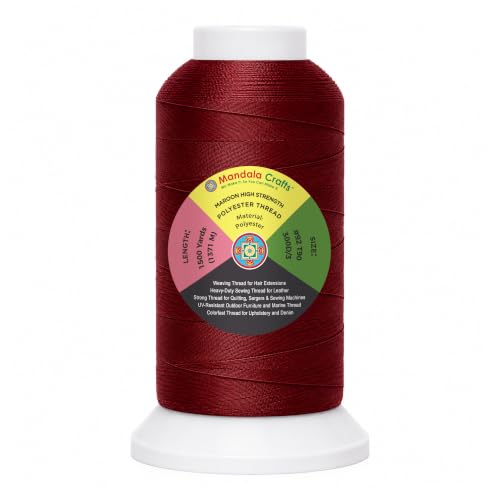 Mandala Crafts Maroon Tex 90 Polyester Heavy Duty Thread for Upholstery