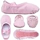Ballettschuhe aus Leder mädchen Ballettschläppchen Tanzschuhe mit Ganze Ledersohle für Kinder Damen rosa 25