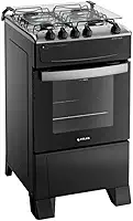 Fogão 4 Bocas Preto com Mesa Inox Atlas Atenas Bivolt