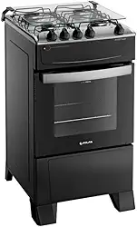 Fogão 4 Bocas Preto com Mesa Inox Atlas Atenas Bivolt