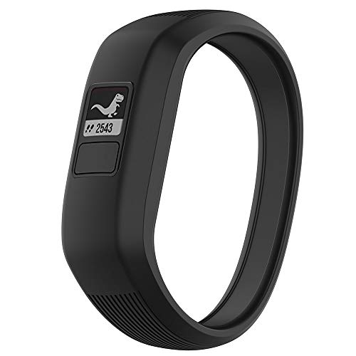 KikiLuna Compatible with Garmin Vivofit Jr Bands,Vivofit Jr 2/3 Bands, Silicon Stretchy Replacement Watch Bands Smartwatch Accessories Watch Strap for Kids Boys Girls (Black, Large)