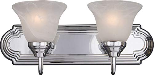 Image of Maxim Lighting Essentials 2-Light Bath Vanity Light | Polished Chrome Finish | Transitional Bath Vanity Light | Ideal for Bathrooms & Powder Rooms | Dimmable Damp Rated | 8012MRPC
