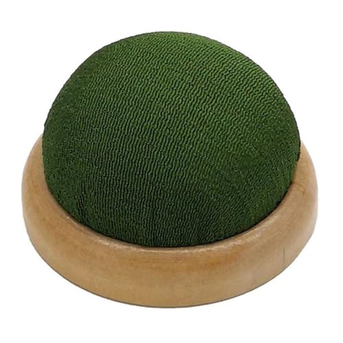 Round Pin Cushion Wooden Base Pin Cushion Needle Pincushions, Sewing Needle Cushion Needle Holders Quilting Pins Holder Sewing Pincushion for Needlework DIY Crafts (Solid Green)