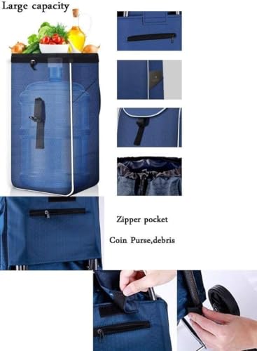 Wózek na zakupy, Składany wózek sklepowy z 6 kołami Wózek do wchodzenia po(Blue)