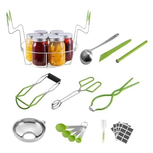Happybuy Canning Supplies Starter Set - 9 - Piece Stainless Steel Water Bath Canning Kit Ideal for Newbies! Includes Rack, Ladle, Measuring Spoon, Funnel, Tongs, Jar Lifter & Jar Wrench