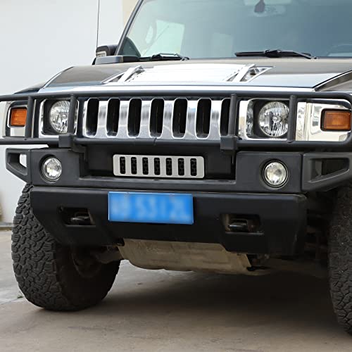 Image of Front Grill Mesh Inserts for Hummer H2 2003-2009 Accessories, Front Bumper Air Inlet Vent Center Grille Cover Bug Screen Deflector, Front Grill /Mesh Grille Grid Inserts Cover Panel Trim (Chrome)