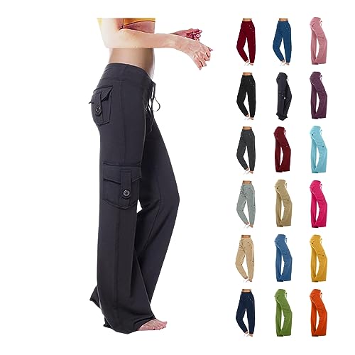 XUNRYAN Cargo Pants Women High Waist Hiking Yoga Pants Lightweight Outdoor Athletic Pants Crop Trousers Joggers Pockets