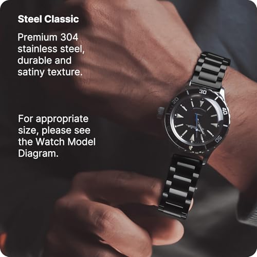 Image of Fullmosa Stainless Steel Watch Band 16mm 18mm 19mm 20mm 22mm 24mm, Quick Release Metal Replacement Strap with Removable Links, Includes Spring Bars & Link Removal Tool for Men Women (22mm, Black)